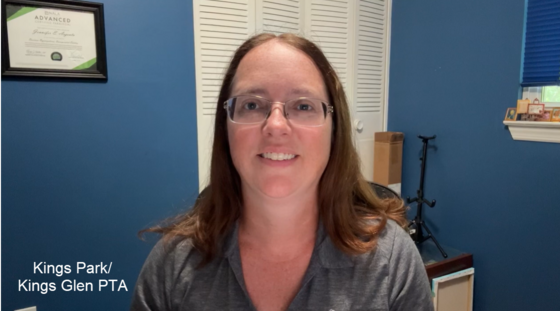 Image of Kings Park PTA president in welcome video