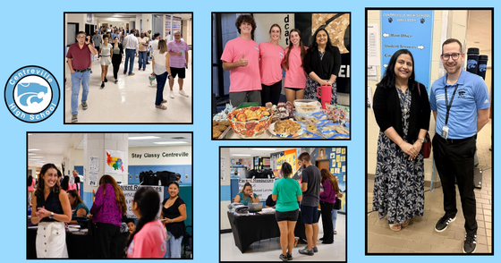 A collage from Seema Dixit's visit to Centreville High School on its back to school night