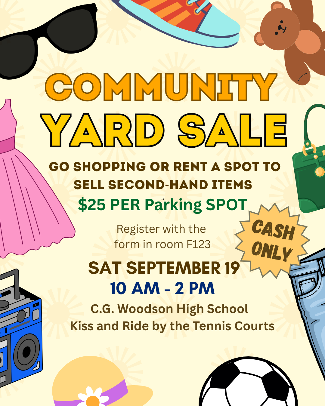 Woodson yard sale with clothes