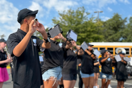 CVHS students in the marching band playing
