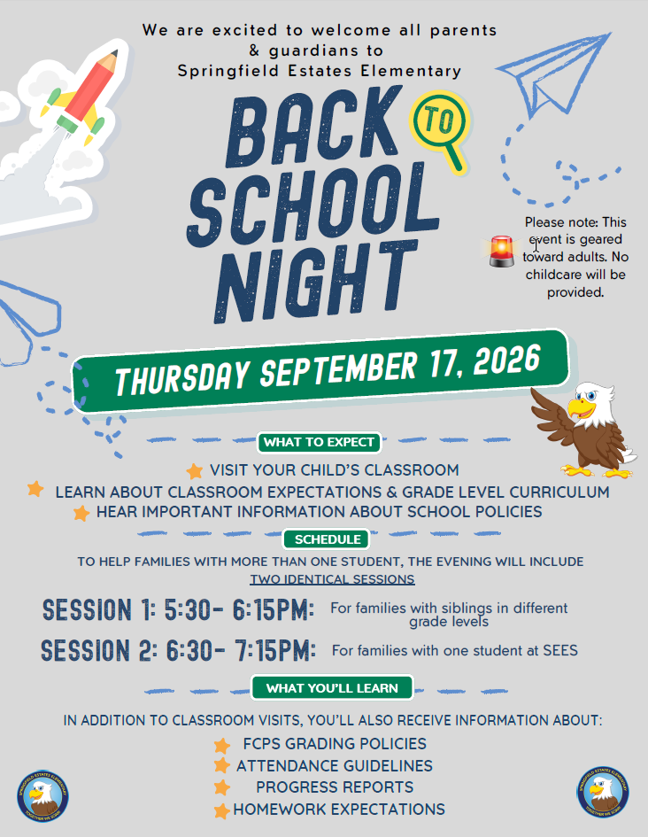 Back to School Night: Springfield Estates on Sept 17