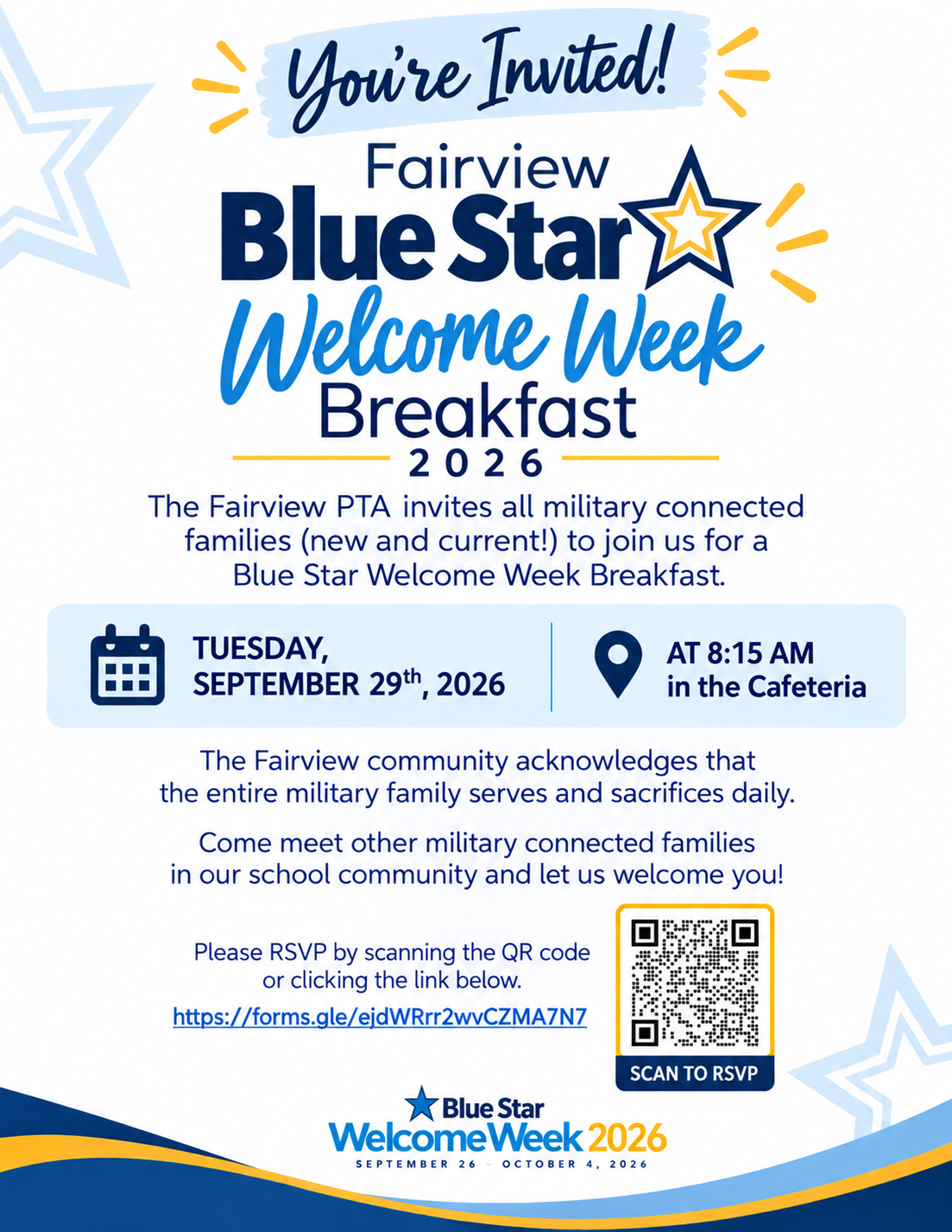 blue star welcome week breakfast flyer