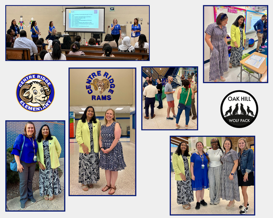 Collage of pictures of Seema Dixit's visit to Centre Ridge ES and Oak Hill ES Back to School Nights