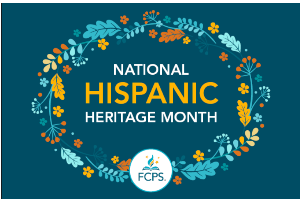 image showing a decorative wreath of blue, teal, orange, and yellow leaves and flowers, with the FCPS logo displayed at the bottom.