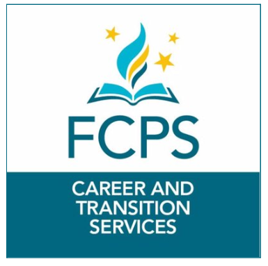It features an open book with a stylized blue-and-gold flame and stars above it with the words “CAREER AND TRANSITION SERVICES