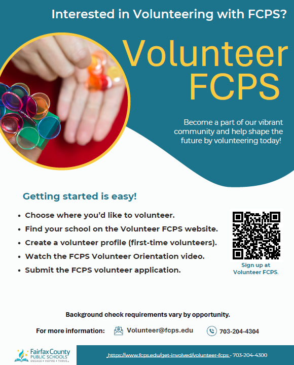 snapshot of volunteer fcps flyer with scan code