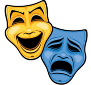 graphic of drama masks