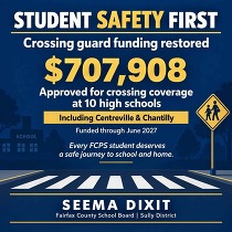 Student Safety First - Funding restored for crossing guards at 10 FCPS high schools