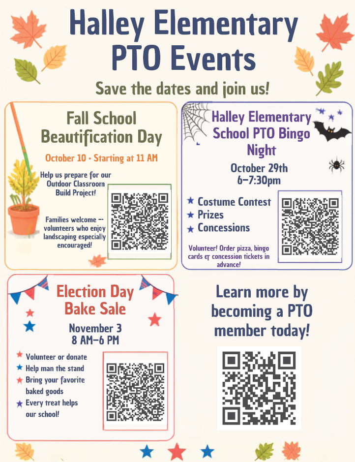 Fall PTO Events for Halley ES