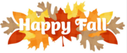 fall leaves with happy fall written out