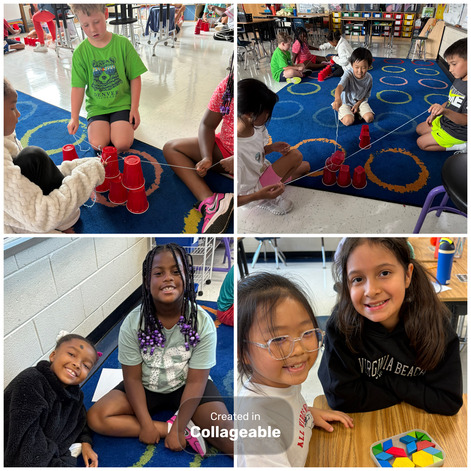 Collage of 4 photos of students participating in community building activities.