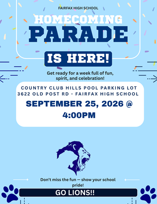 Picture of flyer for Fairfax High School Homecoming Parade