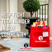 red bag of groceries in the foyer of a house