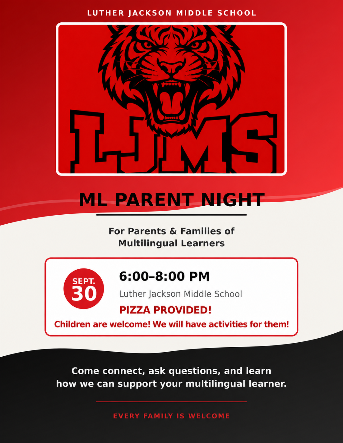 parent night flyer september 30 6-8 pm