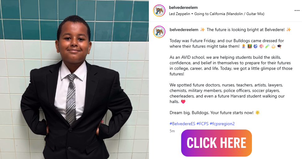 Belvedere Elem Future Friday Instagram Post