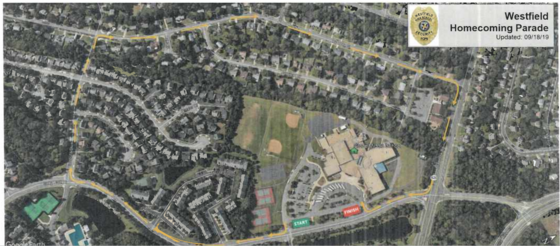 Westfield Homecoming Parade route