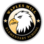 Circular black and gold seal for Waples Mill Elementary School featuring an eagle head in profile at the center.