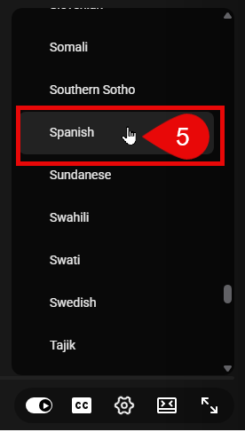 Step 5: Scroll until you find the language you need and click on it.