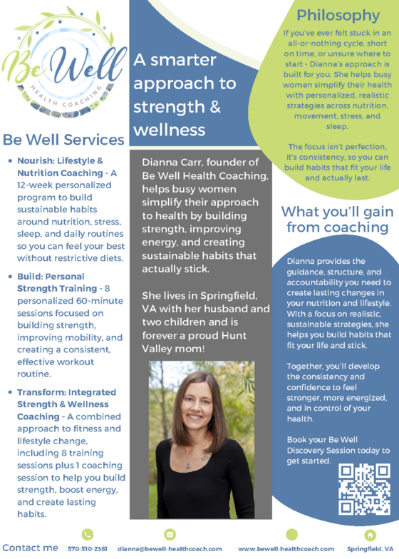 be well health coaching flier