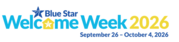 blue star with yellow accent and yellow and blue letters and numbers