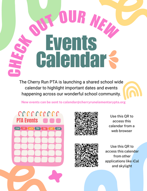 PTA School Events Calendar