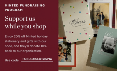 PTA Minted Fundraising program flyer details in text box.