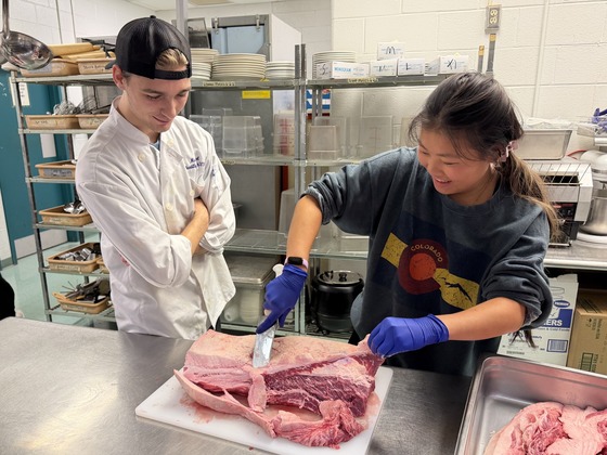 Culinary Arts students preparing for their Friday meal service