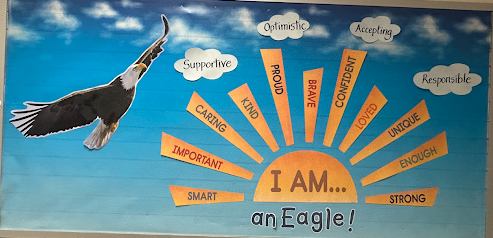 Bulletin Board at Springfield Estates showing how SEES Eagles soar!