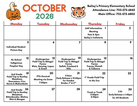 October Calendar