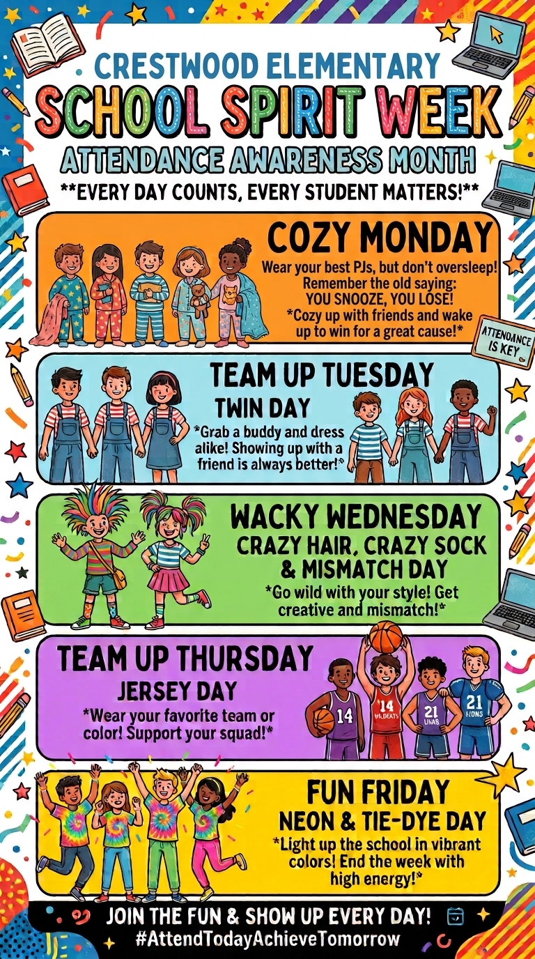 Attendance Spirit Week flyer