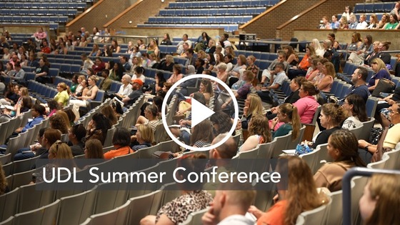 UDL Summer Conference video with a youtube button overlay
