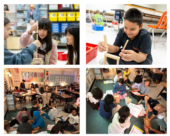 students work on science projects in classrooms