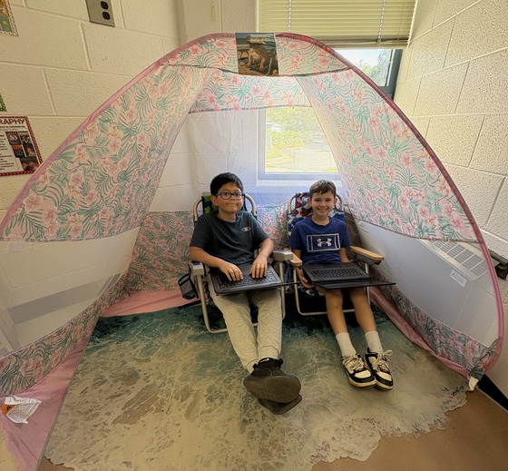 photo of 3rd graders sitting in their just right spot for reading