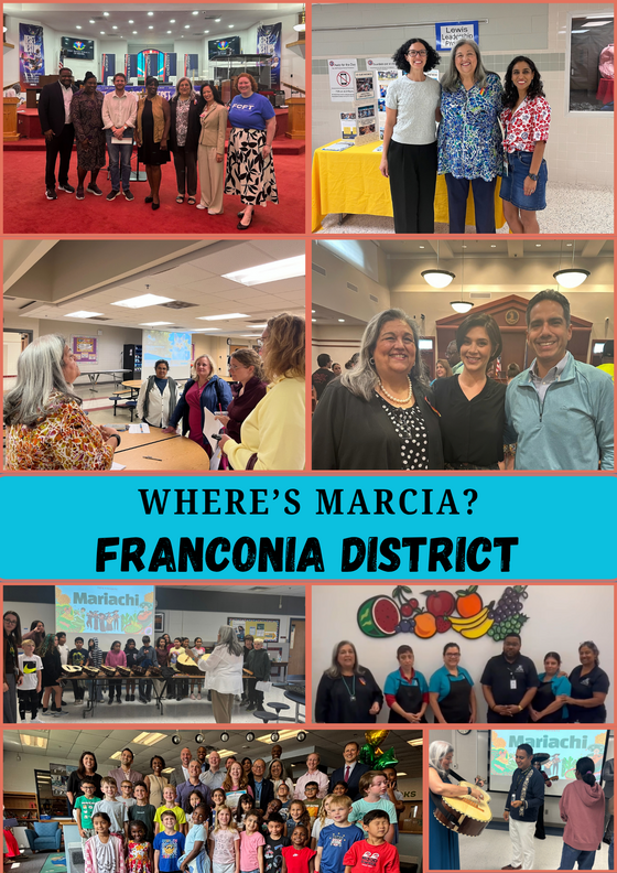 Where's Marcia Franconia District, collage of events through September 2026