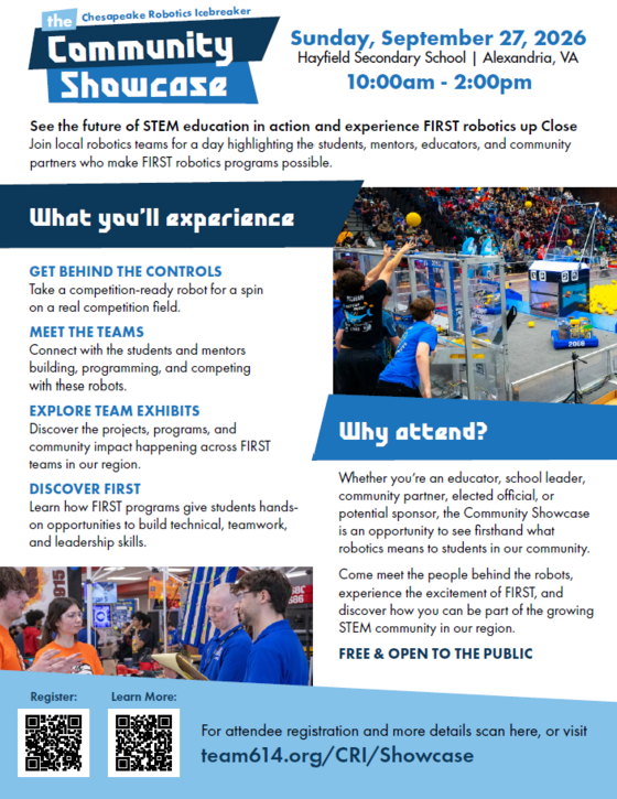 Chesapeake Robotics Icebreaker Sept 27 2026