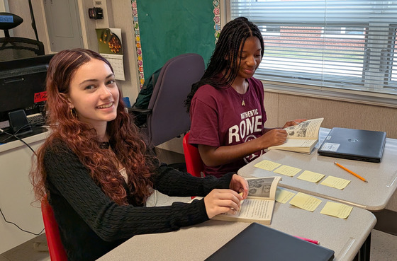 students reading