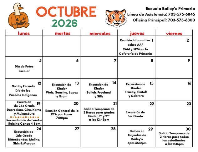 October Calendar