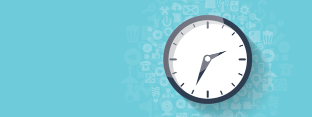 graphic of a clock on a blue background