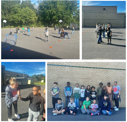 Collage of students participating in Special Olympics.