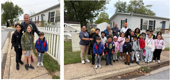 Mr. Gerstner and Ms. Chavez visited students at a bus stop.