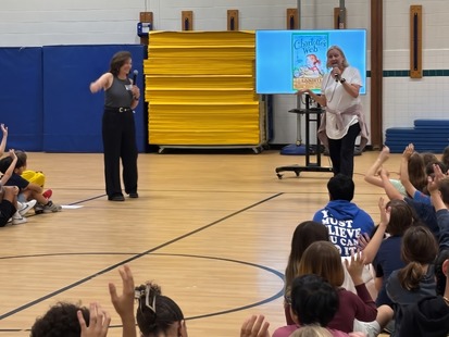 Authors speaking to students