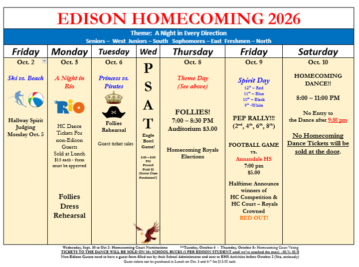Homecoming schedule