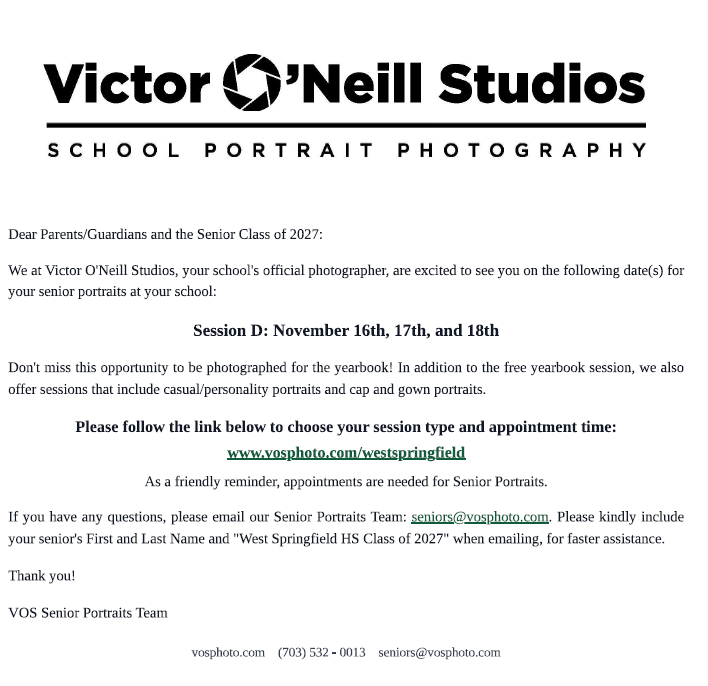 November senior photos letter