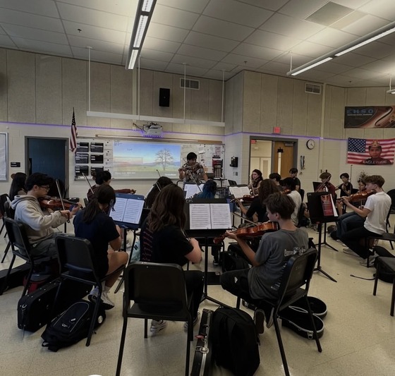 Students playing instruments 
