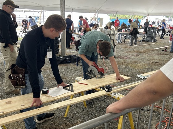 Carpentry students competing at the State Fair