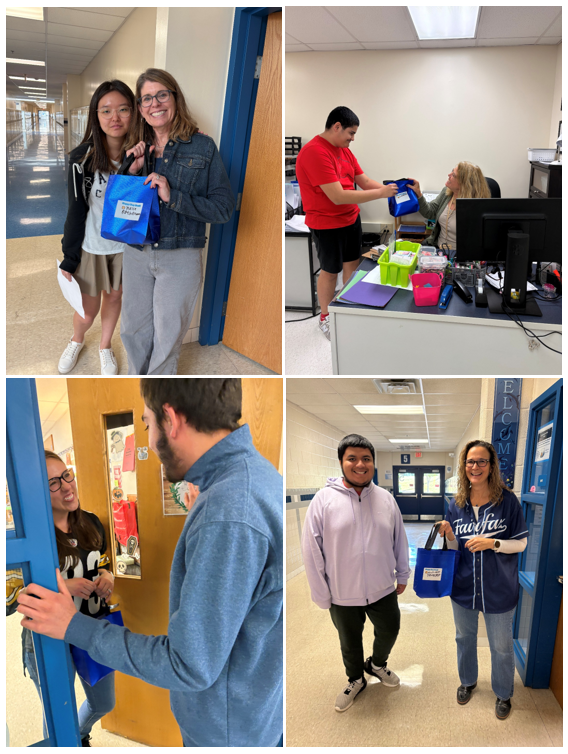 collage of students delivering staff treats
