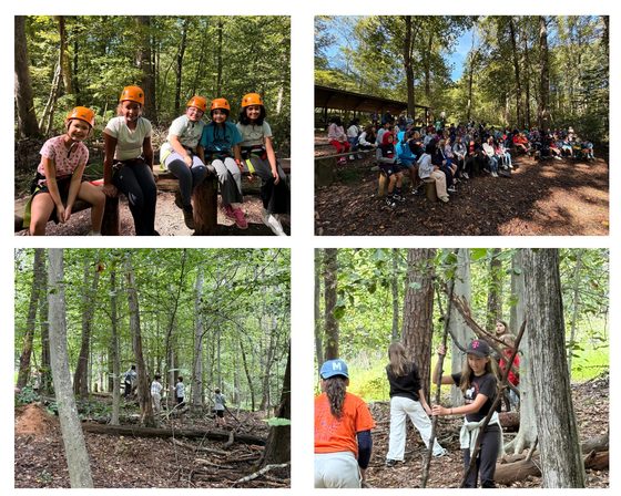 students enjoying Hemlock OVerlook and exploring the woods