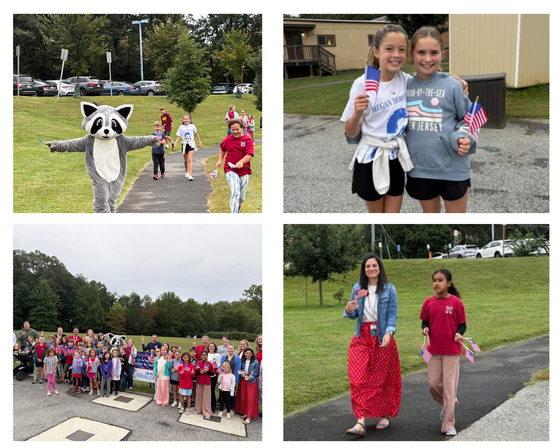 students and staff enjoying a patriotic walk with Blue Star Movement Monday