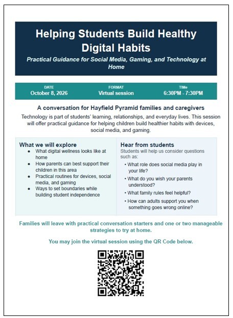 Hayfield Pyramid October 8 Digital workshop for families flyer