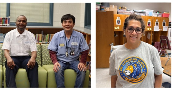 Custodians Mr. Konlan (Building Supervisor) and Mr. Tang and Ms. Molina